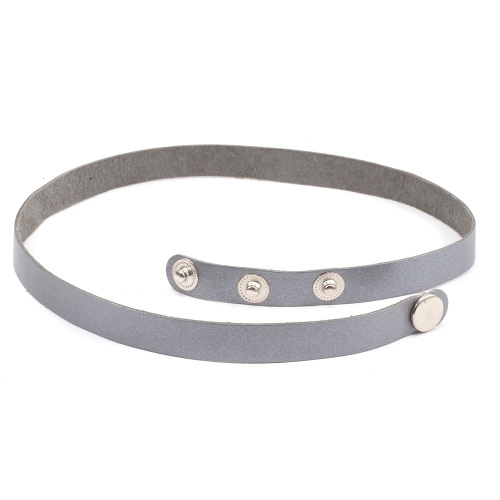 Leather & Faux Leather Stampable Leather Wrap Around Bracelet 1/2" Adjustable, Silver